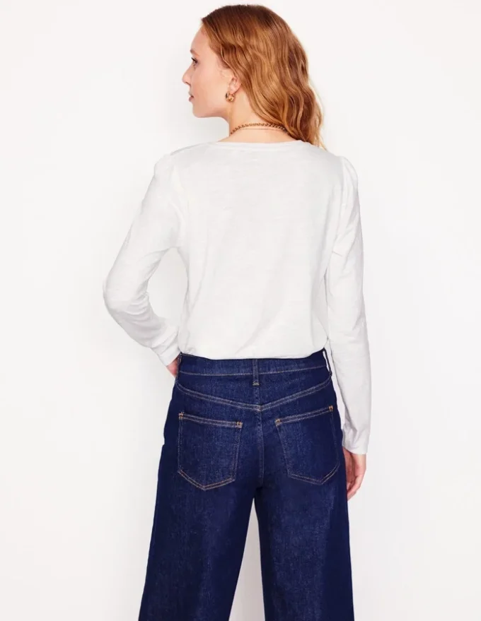 Cotton Crew Long Sleeve Top White Cotton Crew Long Sleeve Top White