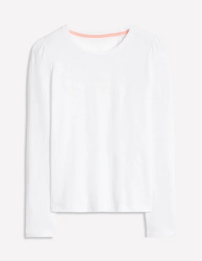 Cotton Crew Long Sleeve Top White Cotton Crew Long Sleeve Top White