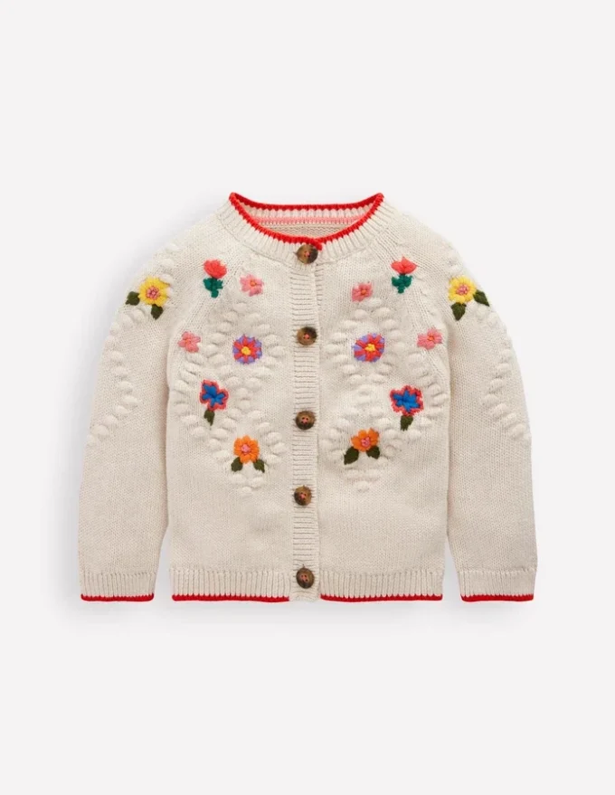 Cotton Embroidered Cardigan Ecru Flowers Cotton Embroidered Cardigan Ecru Flowers