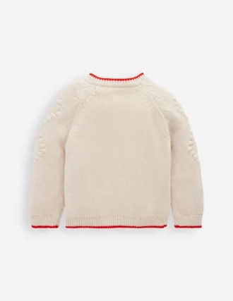 Cotton Embroidered Cardigan Ecru Flowers