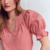 Cotton Embroidered Yoke Top Vintage Rose Embroidered Cotton Embroidered Yoke Top Vintage Rose Embroidered