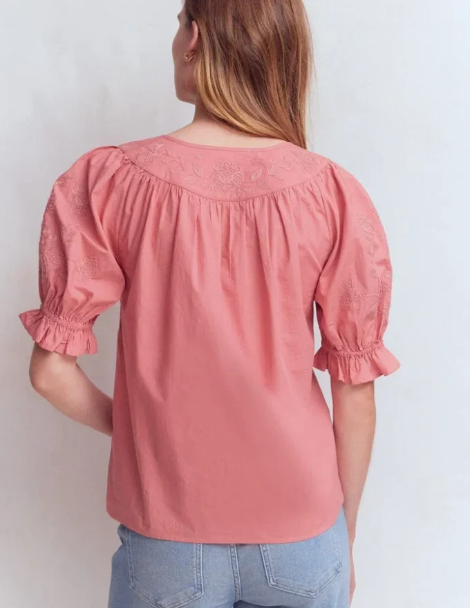 Cotton Embroidered Yoke Top Vintage Rose Embroidered Cotton Embroidered Yoke Top Vintage Rose Embroidered