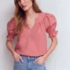 Cotton Embroidered Yoke Top Vintage Rose Embroidered Cotton Embroidered Yoke Top Vintage Rose Embroidered