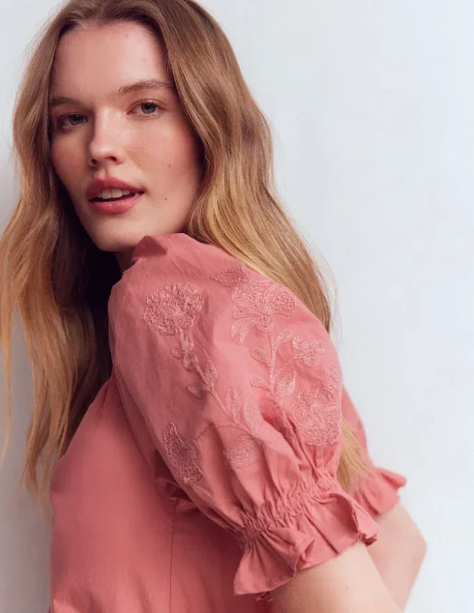 Cotton Embroidered Yoke Top Vintage Rose Embroidered Cotton Embroidered Yoke Top Vintage Rose Embroidered