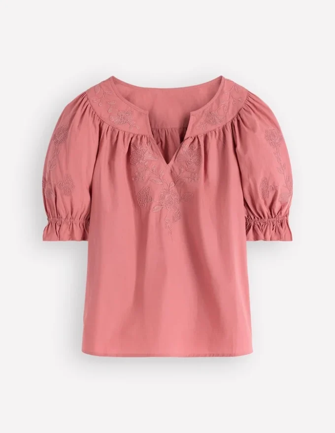 Cotton Embroidered Yoke Top Vintage Rose Embroidered Cotton Embroidered Yoke Top Vintage Rose Embroidered