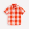 Cotton Gingham Shirt Orange Seersucker