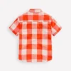 Cotton Gingham Shirt Orange Seersucker