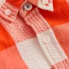 Cotton Gingham Shirt Orange Seersucker