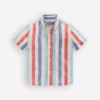 Cotton Linen Shirt Blue and Red Stripe