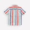 Cotton Linen Shirt Blue and Red Stripe
