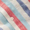 Cotton Linen Shirt Blue and Red Stripe