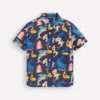 Cotton Linen Shirt College Navy Multi Sharks