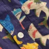 Cotton Linen Shirt College Navy Multi Sharks