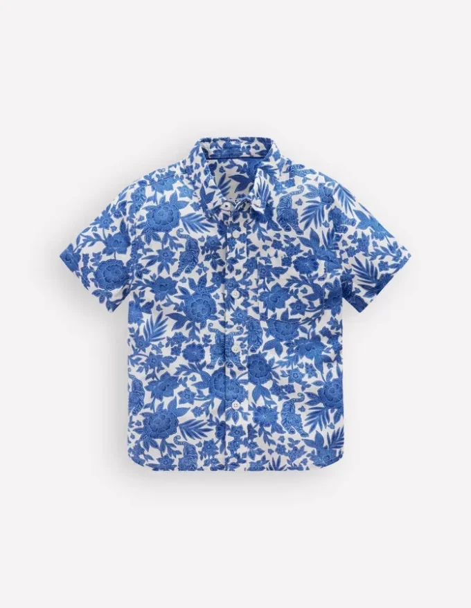 Cotton Linen Shirt Jungle Woodblock