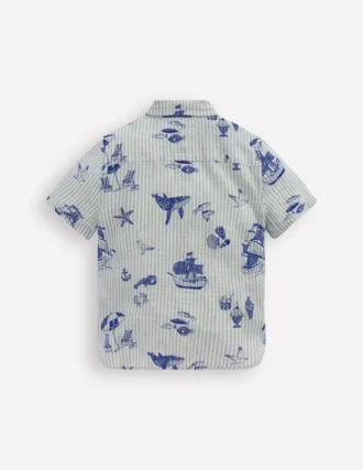 Cotton Linen Shirt Stripe Seaside