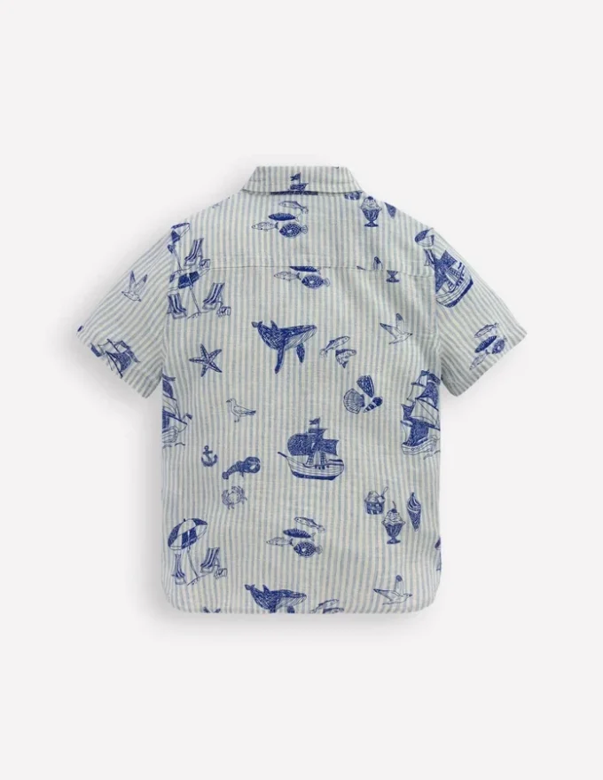 Cotton Linen Shirt Stripe Seaside
