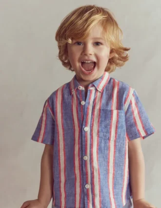 Cotton Linen Shirt Triple Stripe