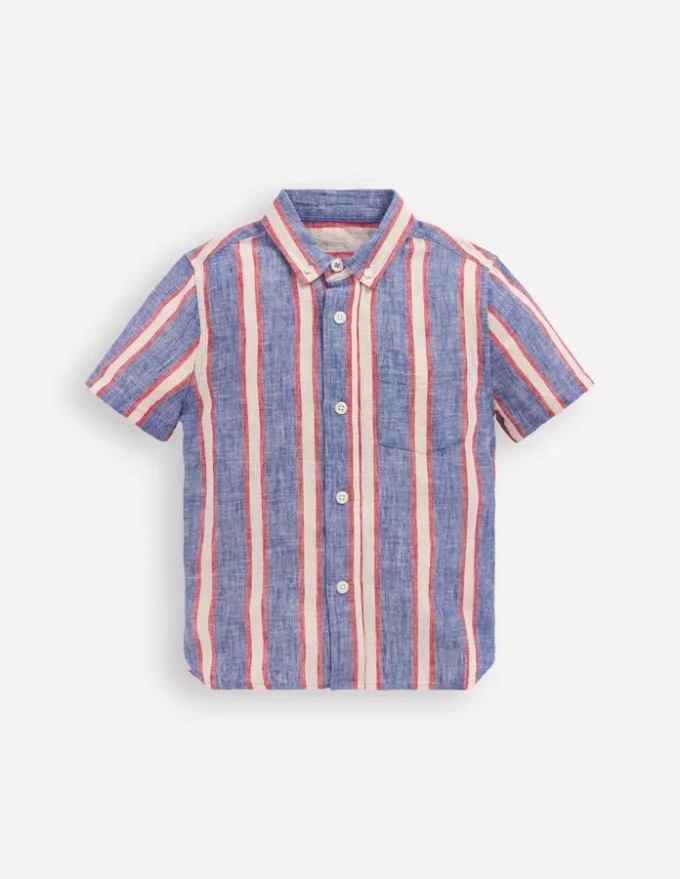Cotton Linen Shirt Triple Stripe
