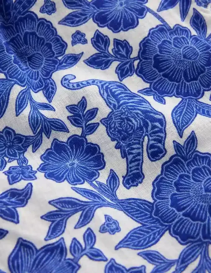 Cotton Linen Shorts Jungle Woodblock Cotton Linen Shorts Jungle Woodblock