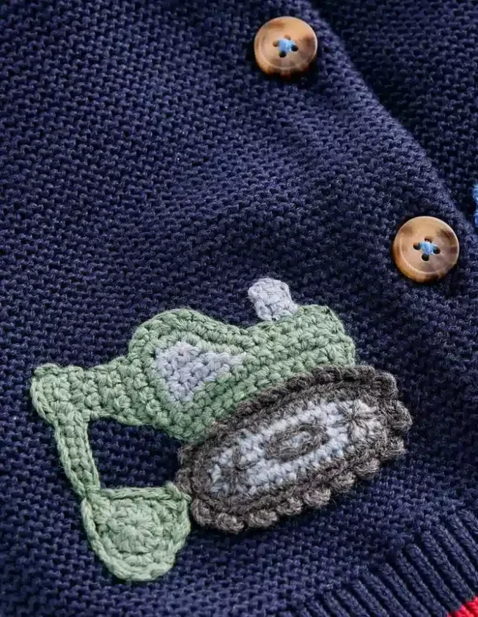 Cotton Logo Cardigan College Navy Construction Cotton Logo Cardigan College Navy Construction