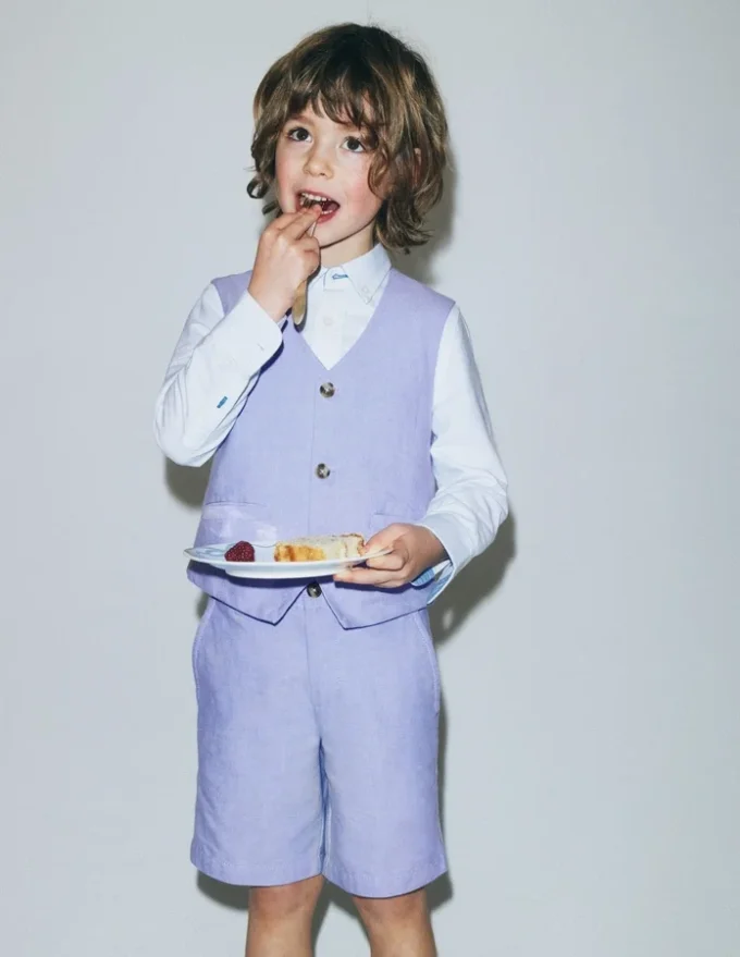 Cotton Oxford Waistcoat Blue Oxford