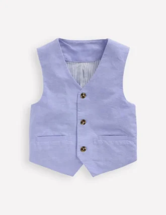 Cotton Oxford Waistcoat Blue Oxford