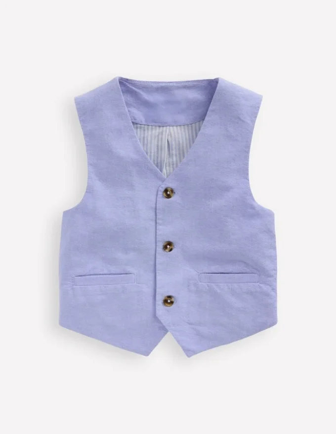 Cotton Oxford Waistcoat Blue Oxford