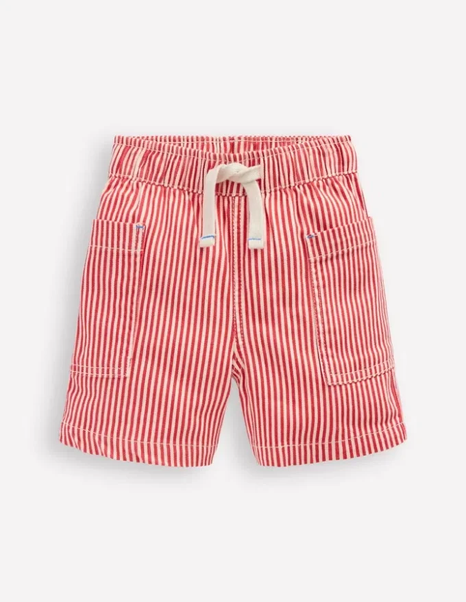 Cotton Pocket Shorts Red Ticking