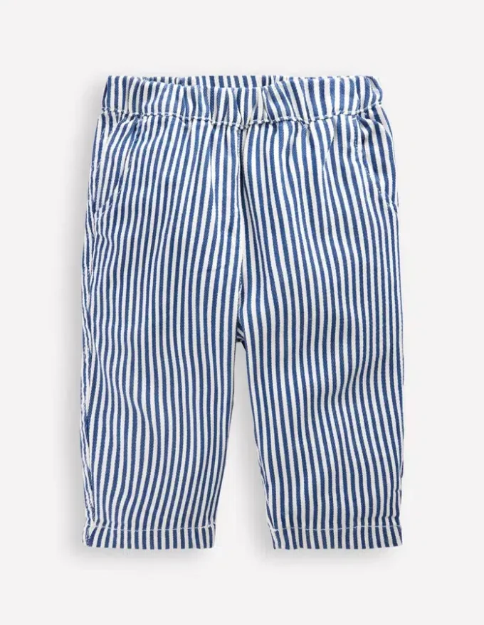 Cotton Pull-on Pants Blue and Ivory Stripe Cotton Pull-on Pants Blue and Ivory Stripe