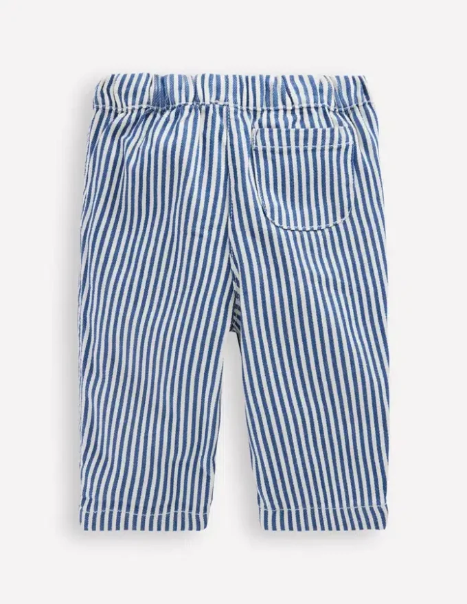 Cotton Pull-on Pants Blue and Ivory Stripe Cotton Pull-on Pants Blue and Ivory Stripe