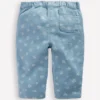 Cotton Pull-on Pants Blue Floral Print