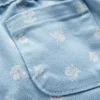 Cotton Pull-on Pants Blue Floral Print