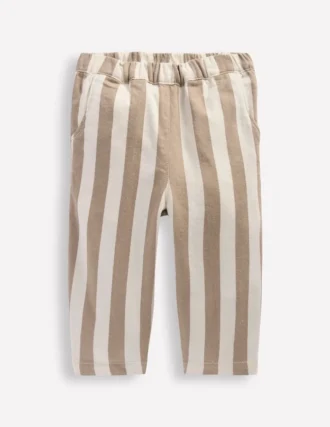 Cotton Pull-on Pants Neutral Stripe