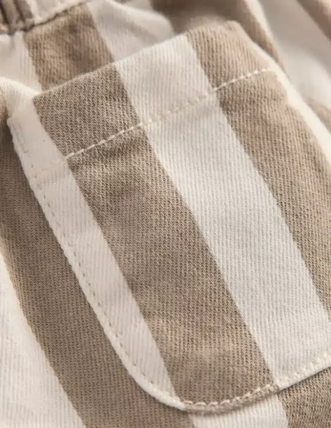 Cotton Pull-on Pants Neutral Stripe Cotton Pull-on Pants Neutral Stripe