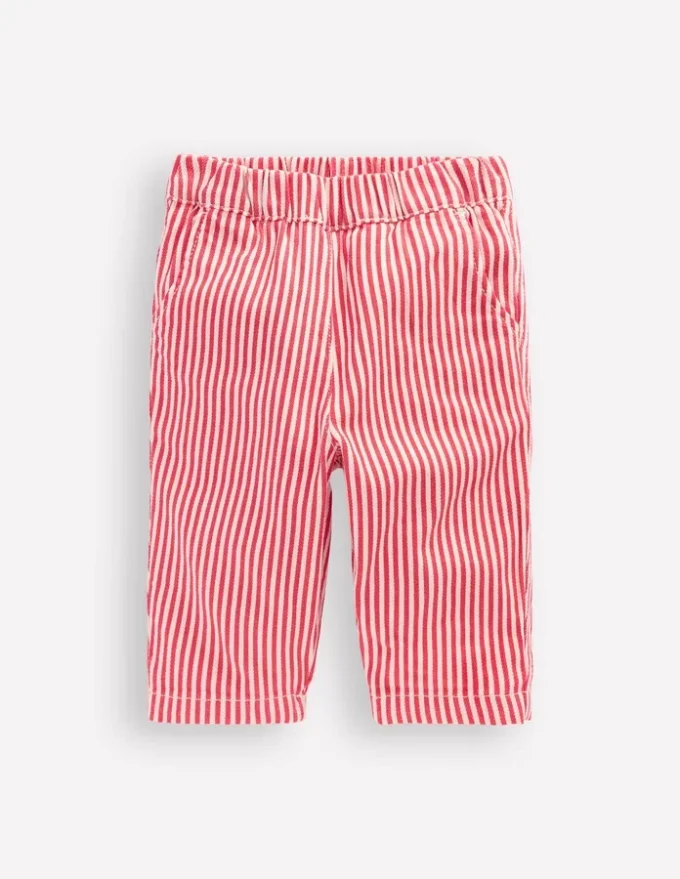 Cotton Pull-on Pants Red Stripe