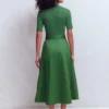 Crew Neck Mix Media Dress Promenade Green Crew Neck Mix Media Dress Promenade Green