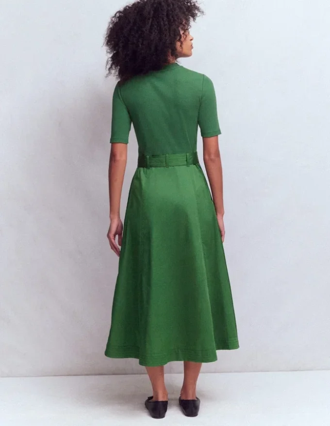Crew Neck Mix Media Dress Promenade Green Crew Neck Mix Media Dress Promenade Green
