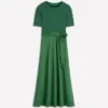 Crew Neck Mix Media Dress Promenade Green Crew Neck Mix Media Dress Promenade Green