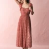Crinkle Chiffon Maxi Dress Pink Paradise Gardens Crinkle Chiffon Maxi Dress Pink Paradise Gardens