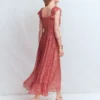 Crinkle Chiffon Maxi Dress Pink Paradise Gardens Crinkle Chiffon Maxi Dress Pink Paradise Gardens