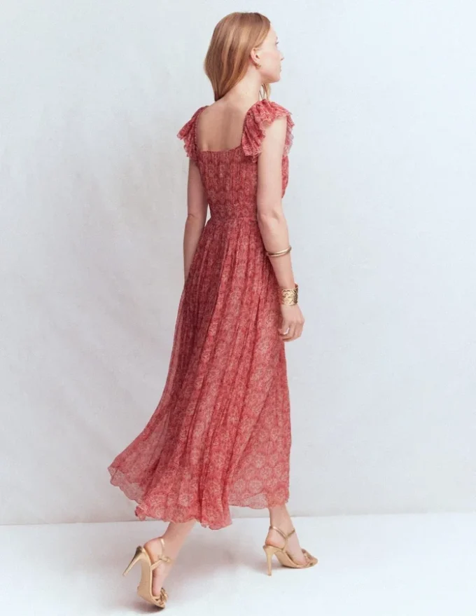 Crinkle Chiffon Maxi Dress Pink Paradise Gardens Crinkle Chiffon Maxi Dress Pink Paradise Gardens