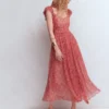 Crinkle Chiffon Maxi Dress Pink Paradise Gardens Crinkle Chiffon Maxi Dress Pink Paradise Gardens