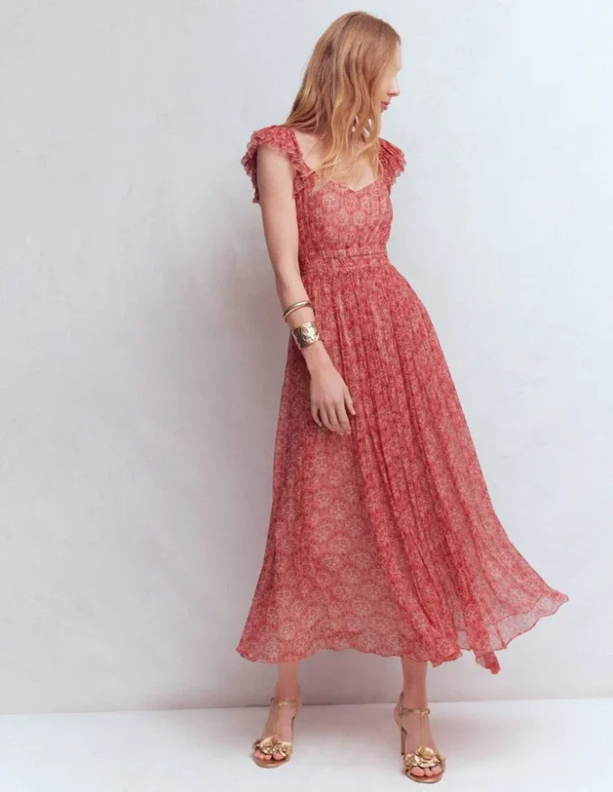 Crinkle Chiffon Maxi Dress Pink Paradise Gardens Crinkle Chiffon Maxi Dress Pink Paradise Gardens