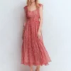 Crinkle Chiffon Maxi Dress Pink Paradise Gardens Crinkle Chiffon Maxi Dress Pink Paradise Gardens