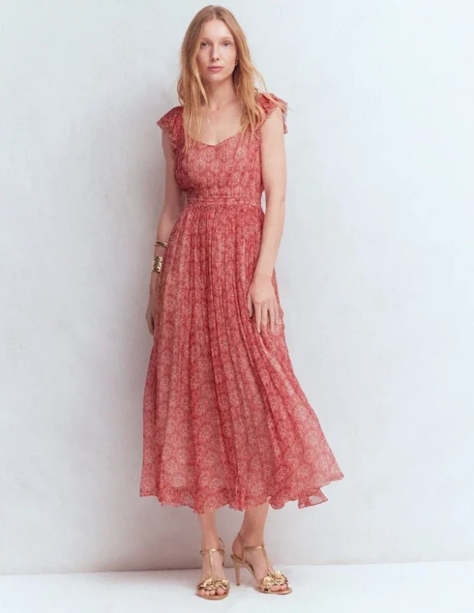 Crinkle Chiffon Maxi Dress Pink Paradise Gardens Crinkle Chiffon Maxi Dress Pink Paradise Gardens