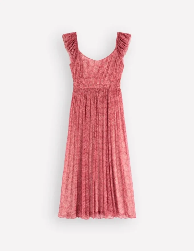Crinkle Chiffon Maxi Dress Pink Paradise Gardens Crinkle Chiffon Maxi Dress Pink Paradise Gardens
