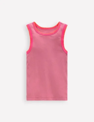 Crochet Trim Ribbed Vest Pink Haze