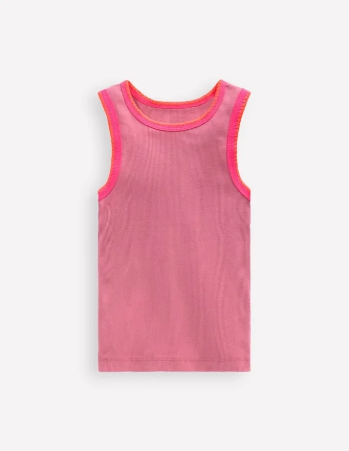 Crochet Trim Ribbed Vest Pink Haze Crochet Trim Ribbed Vest Pink Haze