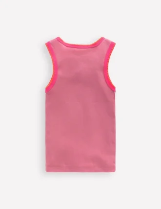 Crochet Trim Ribbed Vest Pink Haze