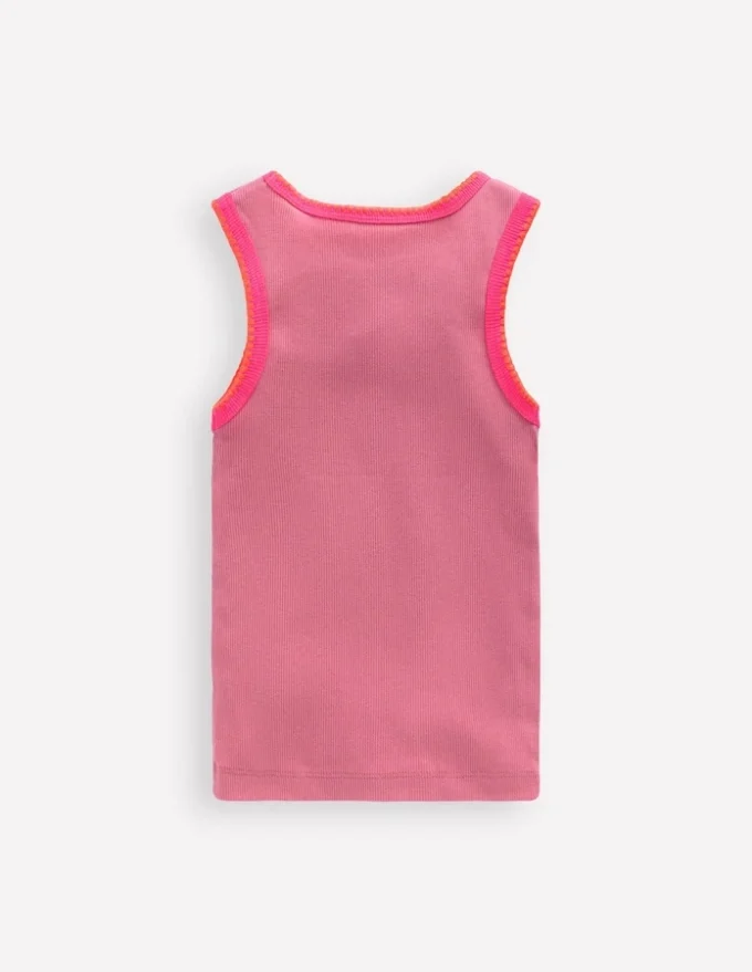Crochet Trim Ribbed Vest Pink Haze Crochet Trim Ribbed Vest Pink Haze
